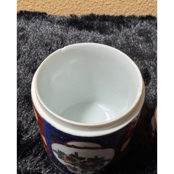 Vintage Japenese Gold Imari Covered Porcelain Container Ginger Jar Cigerate Jar - Picture 10 of 14